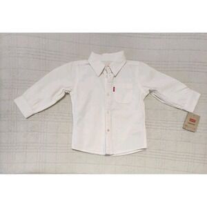 Levis Baby White Shirt Button front Long Sleeve Size 18 Months Red Tab NWT